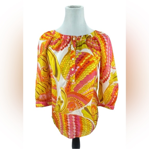 Yellow and Pink Blouse Top - Picture 3 of 9